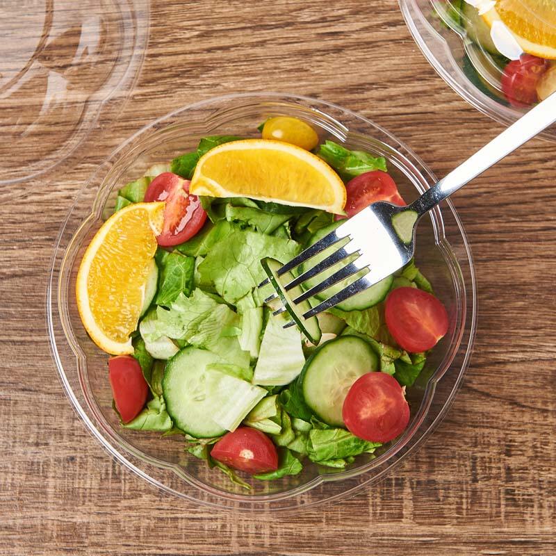 18 oz PET プラスチックフルーツサラダボウル（蓋付き）、中国